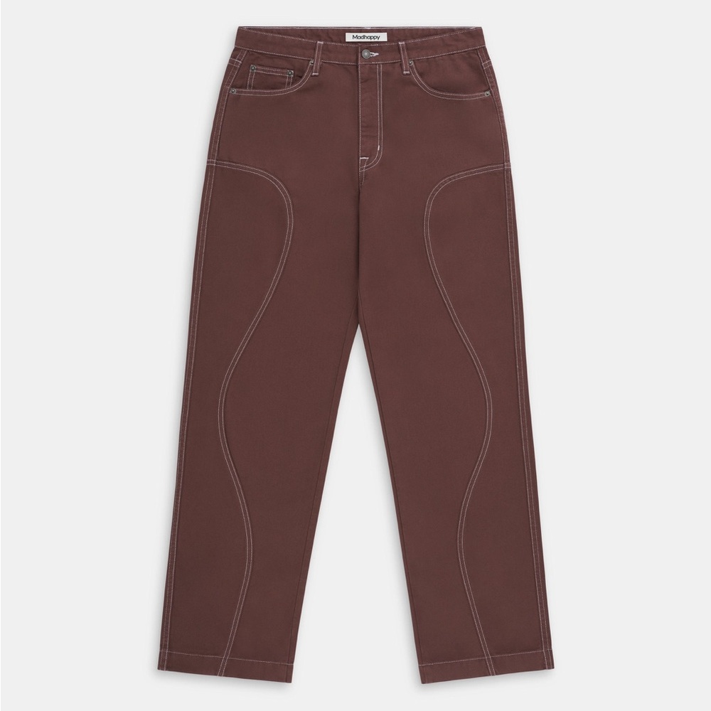 Madhappy Brown Contrast Stitch Utility Pants (M)
